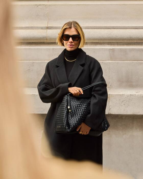 Katie Loxton Nova Hand Woven Large Shoulder Bag - Black