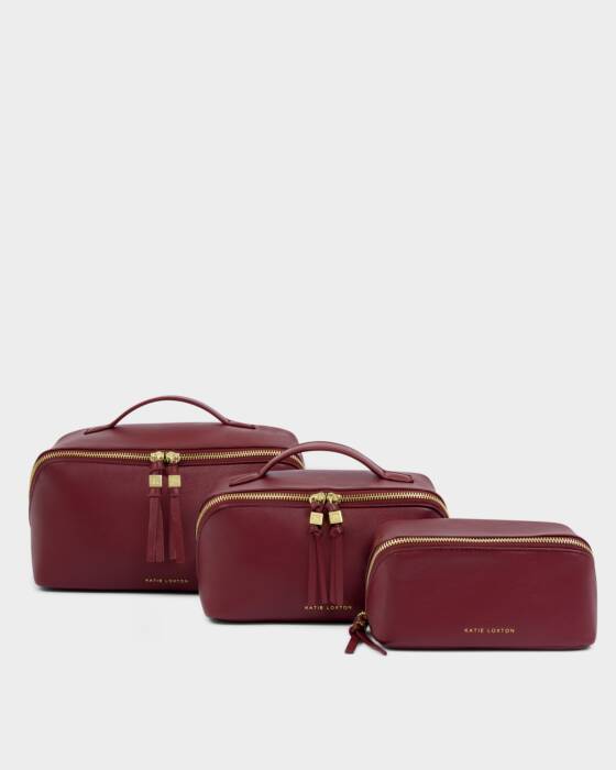 Katie Loxton Medium Fold Out Make Up / Wash Bag - Cherry