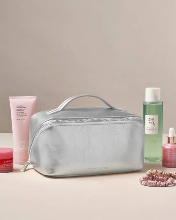 Katie Loxton Medium Fold Out Make Up / Wash Bag - Silver
