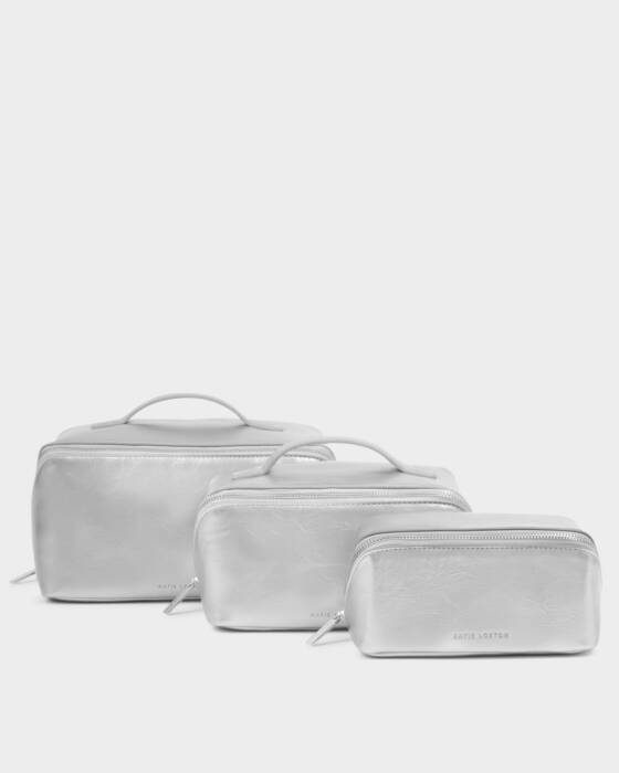 Katie Loxton Medium Fold Out Make Up / Wash Bag - Silver