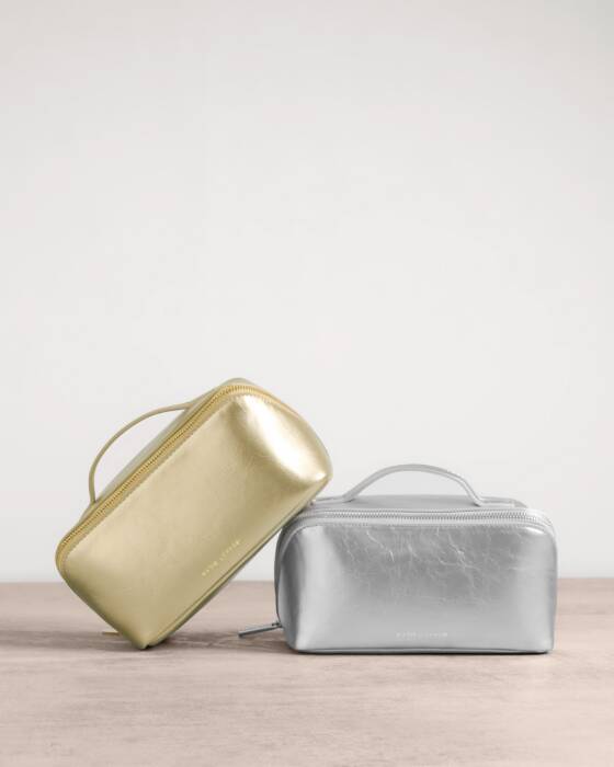 Katie Loxton Medium Fold Out Make Up / Wash Bag - Silver