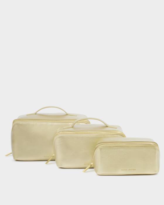 Katie Loxton Medium Fold Out Make Up / Wash Bag - Gold