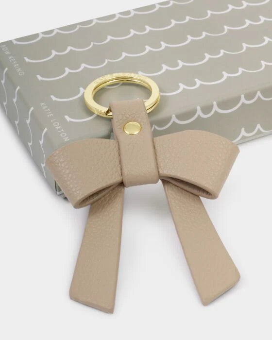 Katie Loxton Boxed Bow Keyring - You Make My Life Bow-tiful - Light Taupe