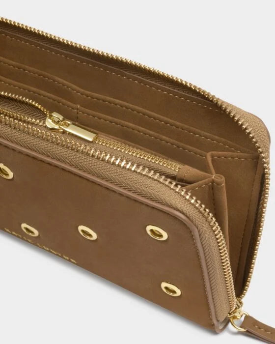 Katie Loxton Large Purse - Caramel Suedette with Eyelets