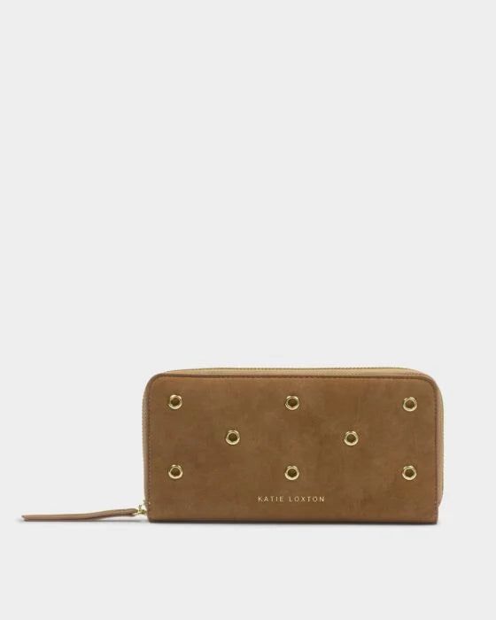 Katie Loxton Large Purse - Caramel Suedette with Eyelets