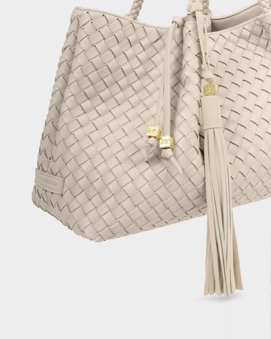 Katie Loxton Oversized Tassel Bag Charm - Chalk Suedette