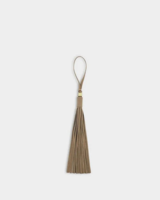 Katie Loxton Oversized tassel Bag Charm - Taupe Suedette