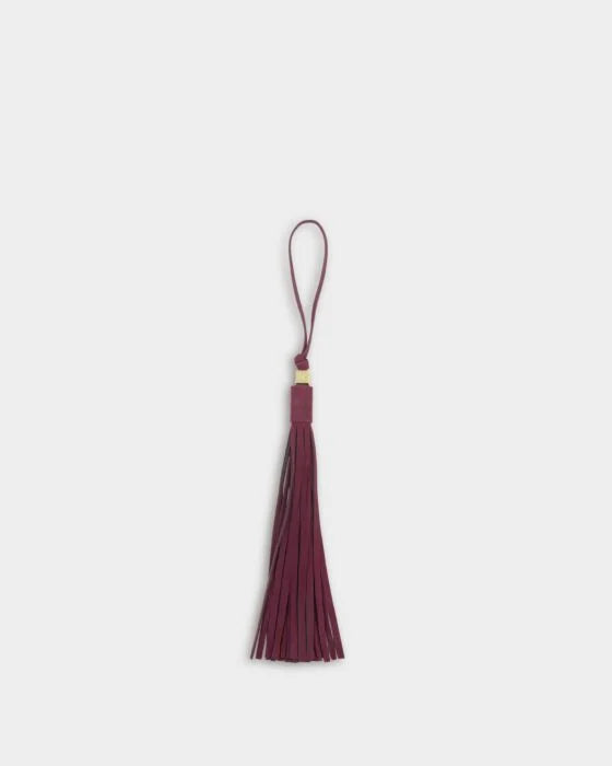 Katie Loxton Oversized Tassel Bag Charm - Cherry Suedette