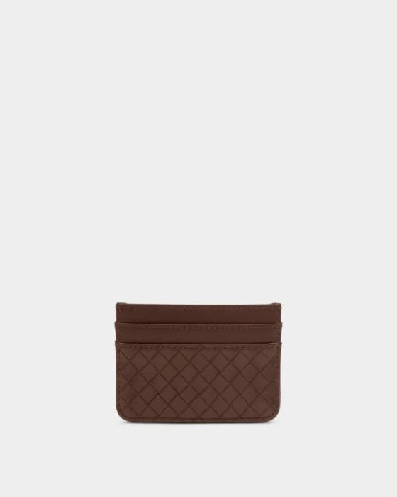 Katie Loxton Nova Woven Texture Cardholder - Chocolate Woven