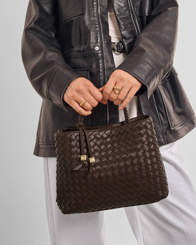 Katie Loxton Nova Hand Woven Top Handle Bag - Chocolate