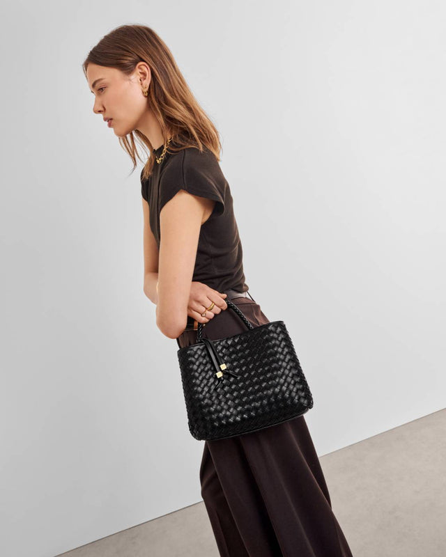Katie Loxton Nova Hand Woven Top Handle Bag - Black