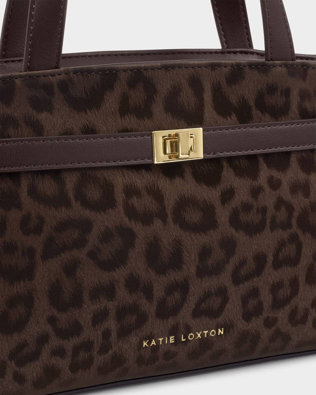 Katie Loxton Orin Top Handle Crossbody Bag - Chocolate Leopard