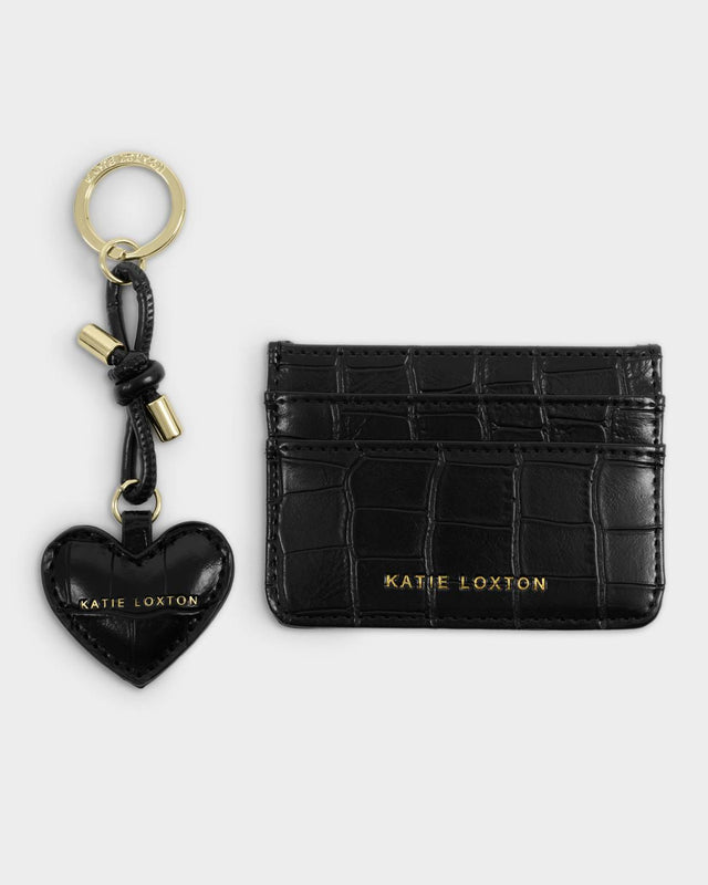 Katie Loxton Gift Boxed Keyring And Cardholder Set - Black
