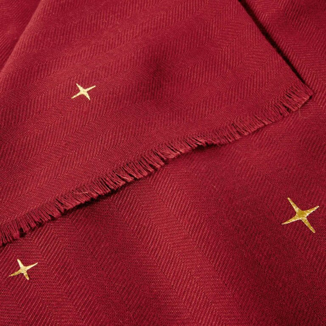 Katie Loxton Star Sky Foil Scarf - Garnet Red/Gold