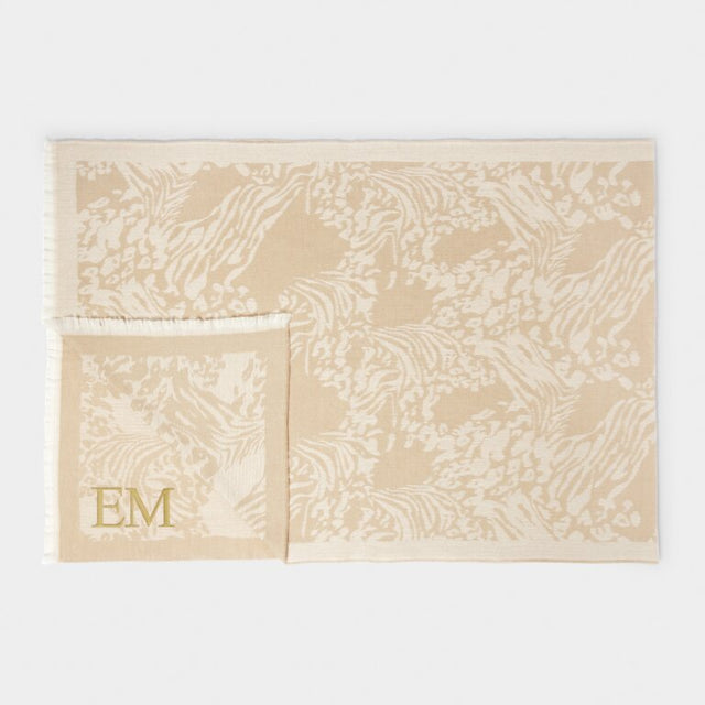 Katie Loxton Animal Print Blanket Scarf - Soft Tan/Off-White