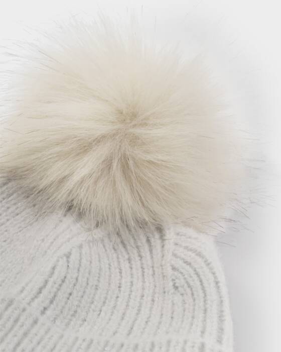 Katie Loxton Sequin Pom Pom Hat - Pale Grey