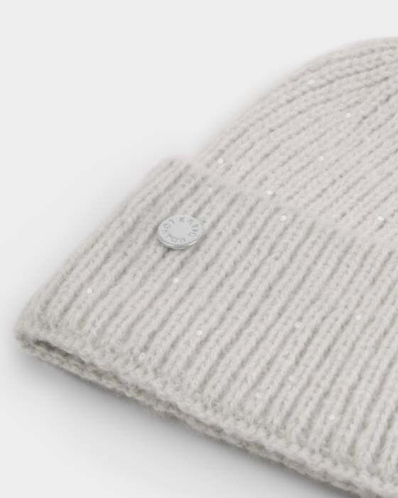 Katie Loxton Sequin Pom Pom Hat - Pale Grey