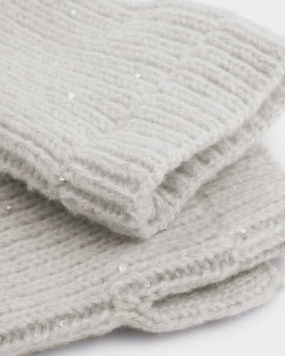 Katie Loxton Sequin Handwarmer Gloves - Pale Grey
