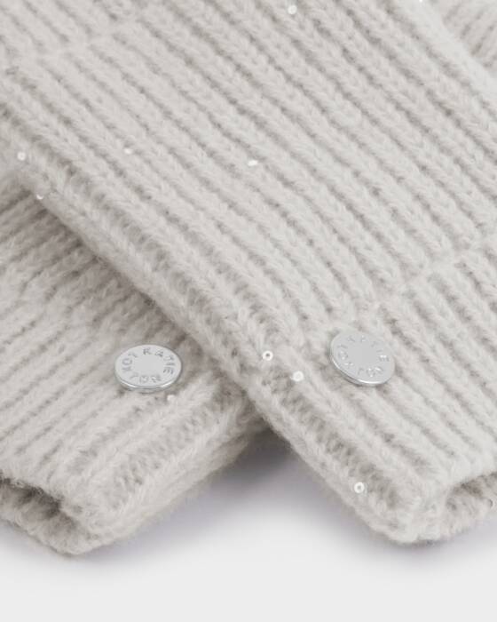 Katie Loxton Sequin Handwarmer Gloves - Pale Grey