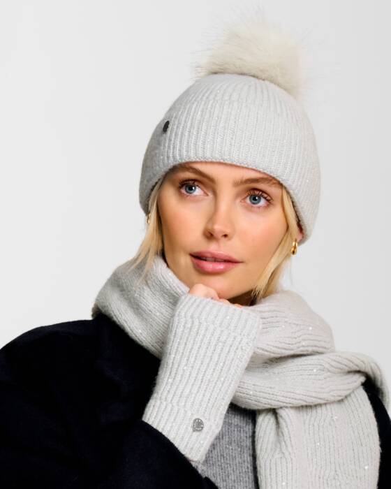 Katie Loxton Sequin Scarf - Pale Grey