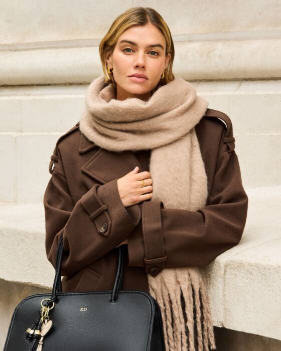 Katie Loxton Recycled Tassel Thick Scarf - Taupe