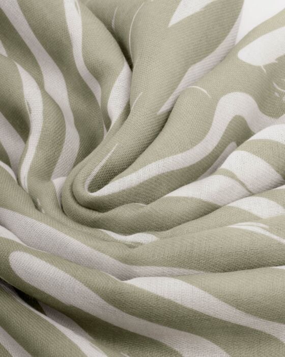 Katie Loxton Printed Scarf - Waved Lines - Sage/Off White