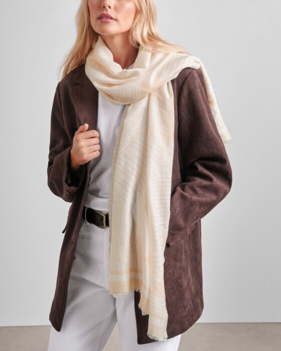 Katie Loxton Leopard Printed Scarf - White / Soft Yellow