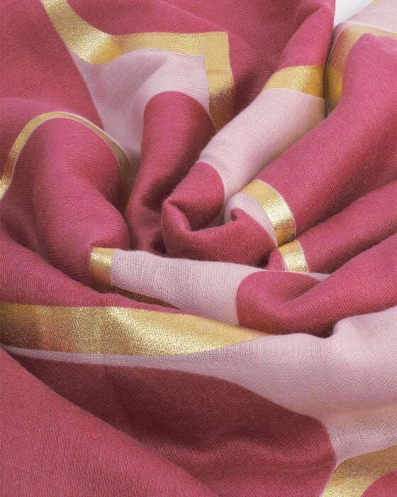 Katie Loxton Printed Foil Scarf - Heart Tile - Pink Raspberry