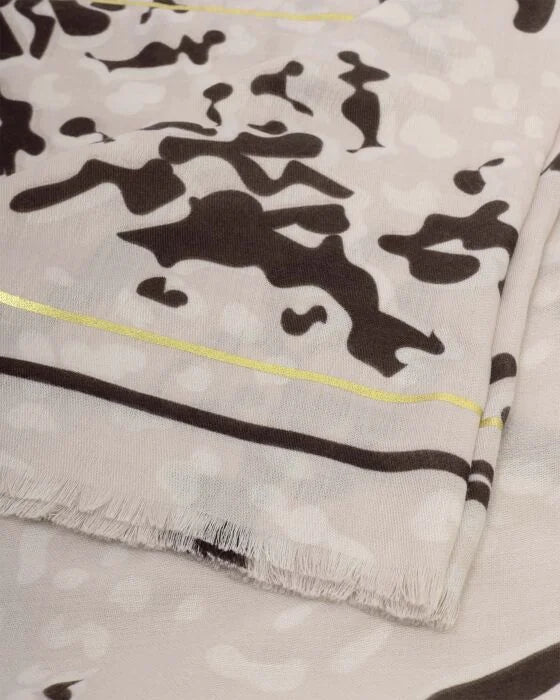 Katie Loxton Animal Foil Scarf - Taupe/White/Chocolate