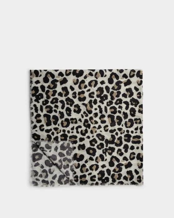 Katie Loxton Printed Scarf - Leopard - Off White/Black