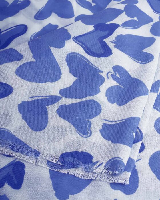 Katie Loxton Printed Scarf - Abstract Heart - White/Blue