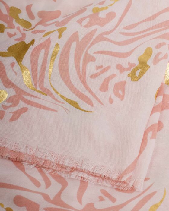 Katie Loxton Printed Foil Scarf - Animal - Pink/Dusky Pink