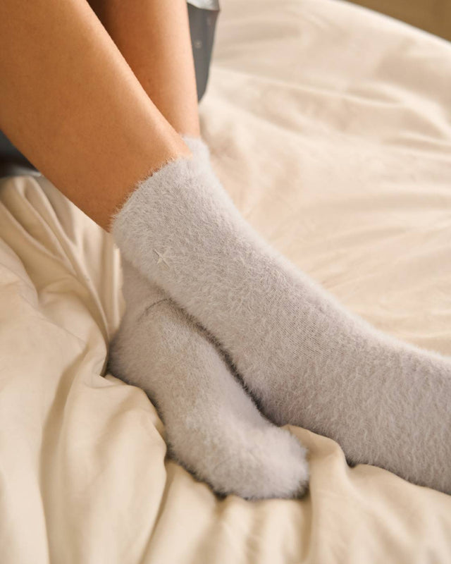 Katie Loxton Gift Boxed Star Fluffy Socks - Pale Grey