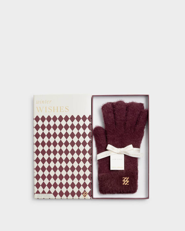 Katie Loxton Boxed Soft Knit Gloves - Cherry