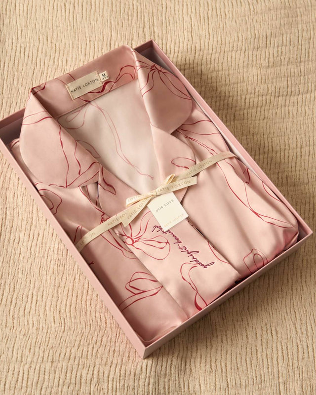 Katie Loxton Gift Boxed Pyjama Set - Small 8-10 - Pink and Cherry
