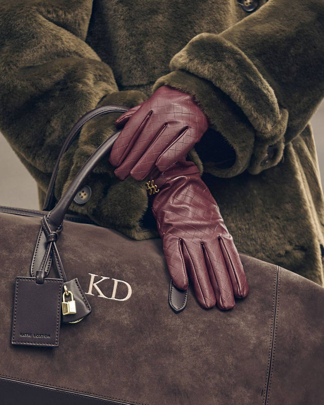 Katie Loxton Boxed Faux Leather Gloves - Cherry Woven