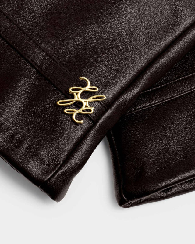 Katie Loxton Boxed Faux Leather Gloves - Chocolate