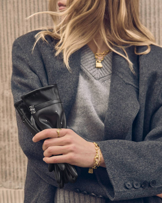 Katie Loxton Boxed Faux Leather Gloves - Black