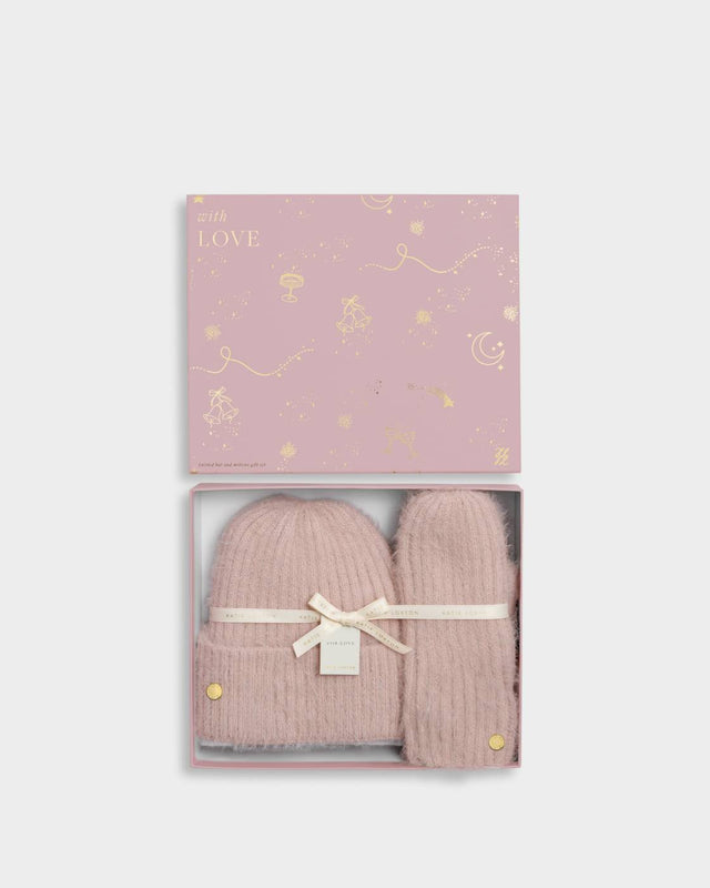 Katie Loxton Gift Boxed Hat And Mitten Set - Blush Pink