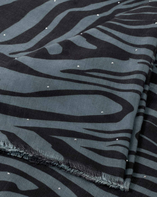 Katie Loxton Zebra Stripe Printed Studded Scarf - Navy and Black