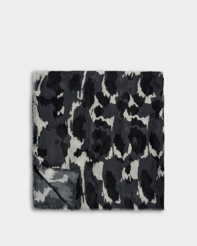 Katie Loxton Brush Stroke Leopard Printed Scarf - Grey and Black