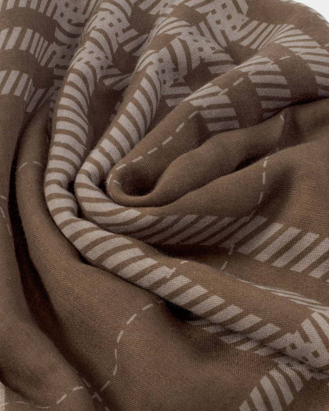 Katie Loxton Check Printed Scarf - Dark Brown and Taupe