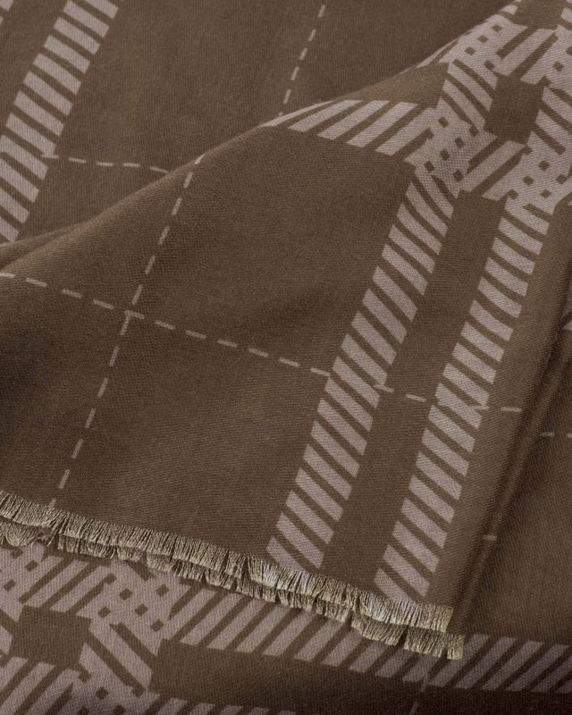 Katie Loxton Check Printed Scarf - Dark Brown and Taupe