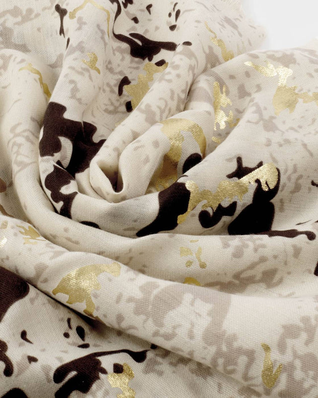 Katie Loxton Snake Printed Foil Scarf - Sand and Gold