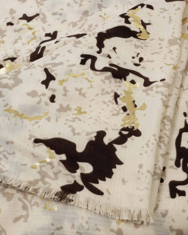 Katie Loxton Snake Printed Foil Scarf - Sand and Gold