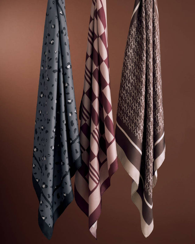 Katie Loxton Check Satin Multiway Scarf - Pink and Cherry