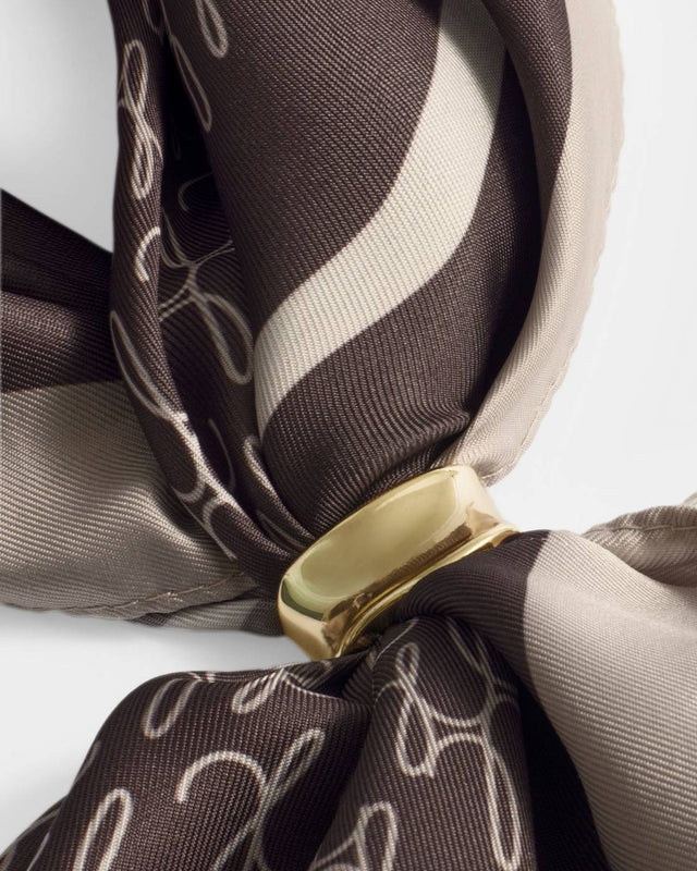 Katie Loxton KL Script Logo Satin Multiway Scarf - Chocolate and Taupe