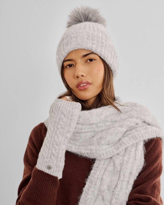 Katie Loxton Cable Knit Handwarmer - Light Grey