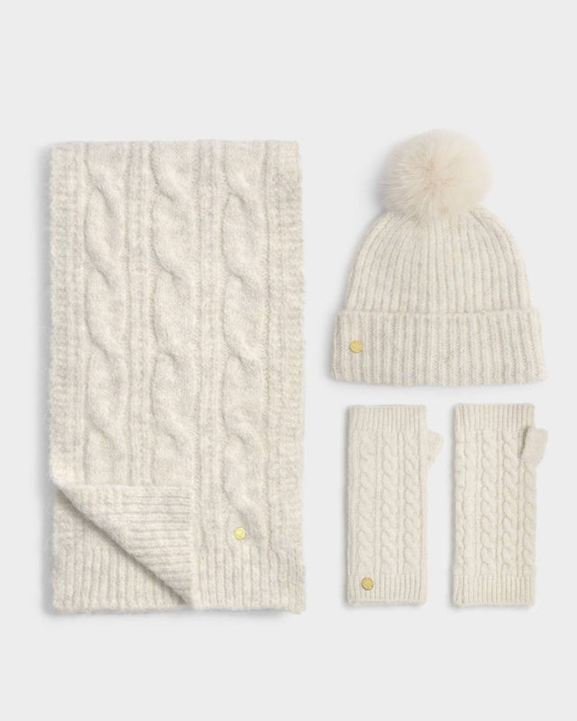 Katie Loxton Cable Knit Scarf - Creme