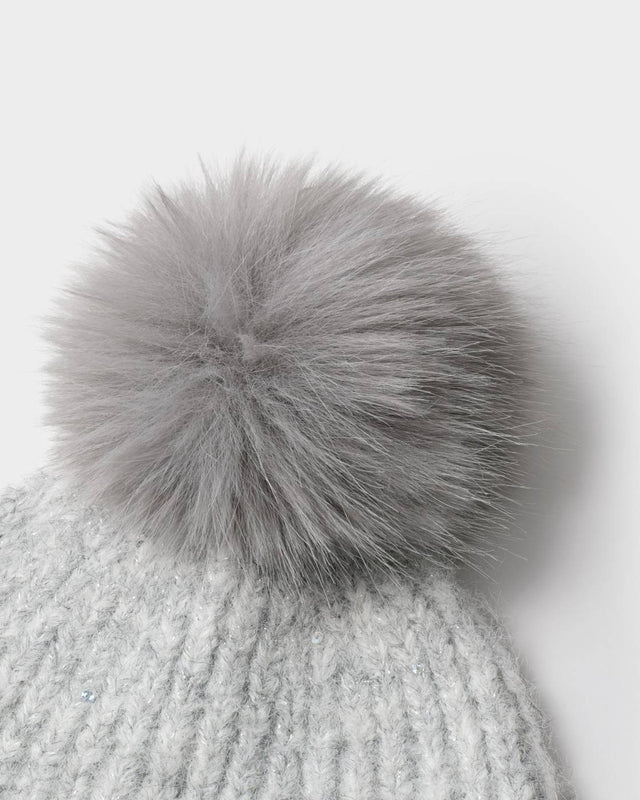 Katie Loxton Sequin Soft Knit Hat - Light Grey